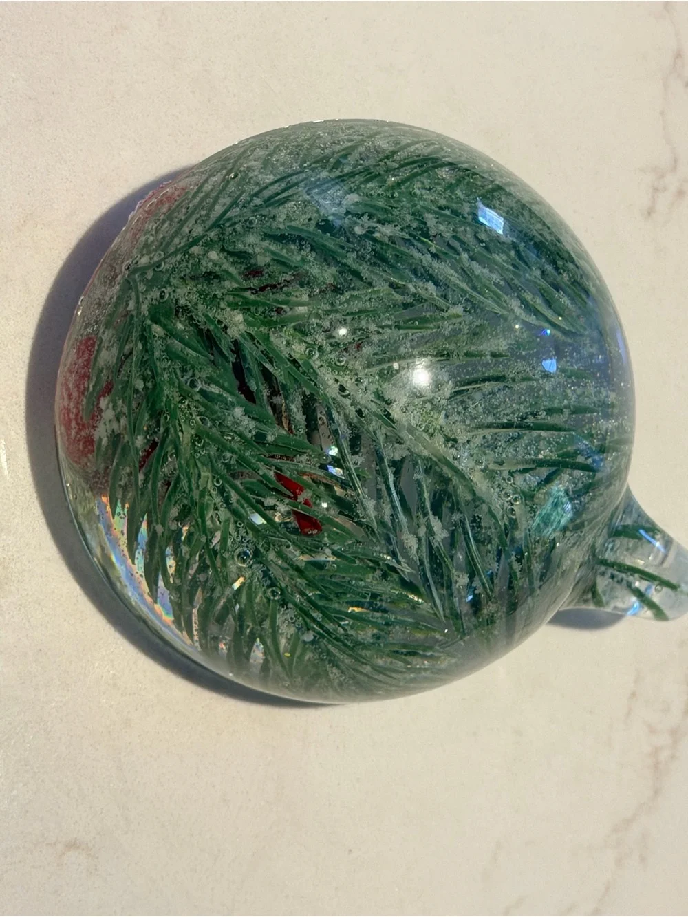 Holiday resin pine  with Red Frosted Berry Accents ornament